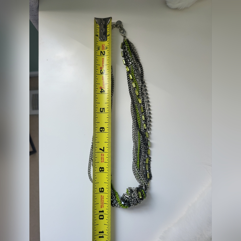 Multi-Strand Silver and Green Necklace - Picture 4 of 4